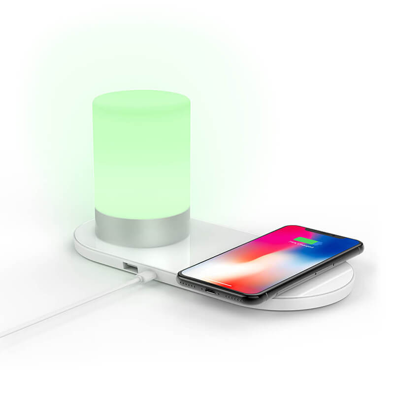 Lâmpada RGB com estação de carga SEM FIO (para iPhone ou telefone Android)